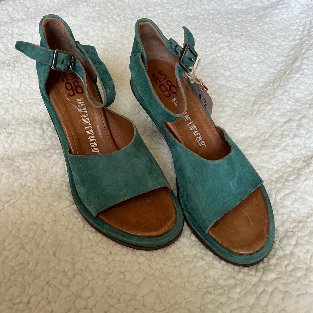 NWT A.S. 98 Turquoise Heel Sandals Size 40 (EUR)